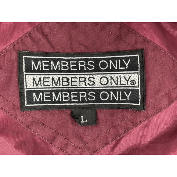 Vintage Members Only Burgandy Bomber Jacket Mens Large Full Zip - Picture 10 of 15
